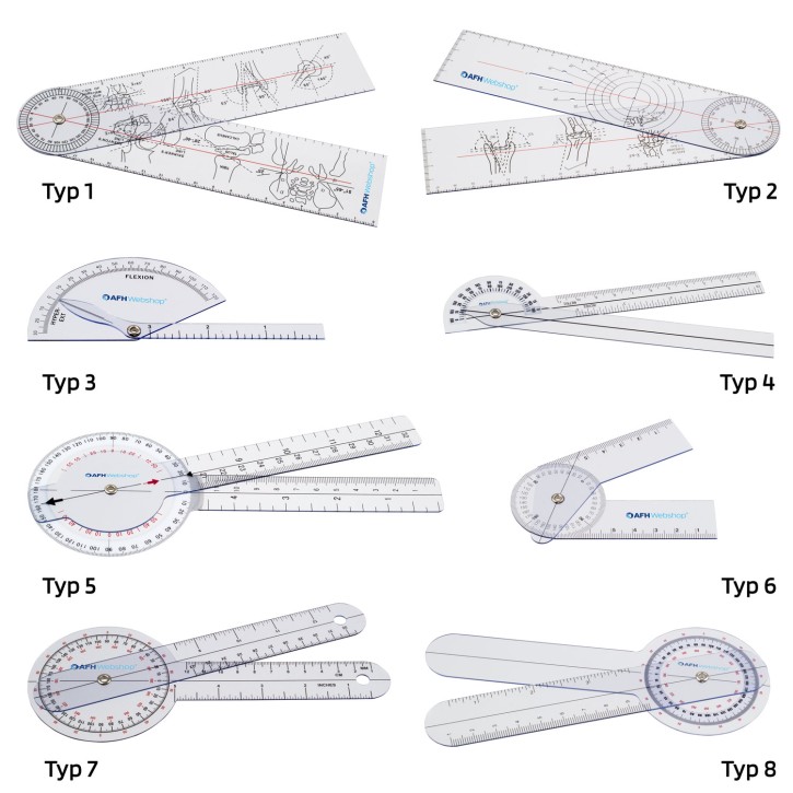 AFH Winkelmesser | Goniometer aus Kunststoff | 8er Set