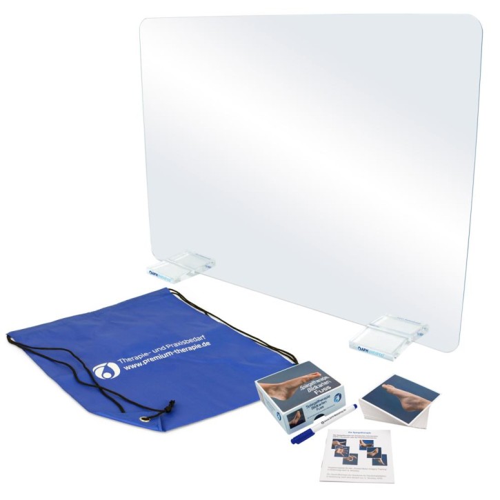AFH T-Spiegel® Premium | groß | Standfuß: transparent | Bildkarten Fuß | inkl. Tragetasche | ca. 69,5 cm x 50,2 cm