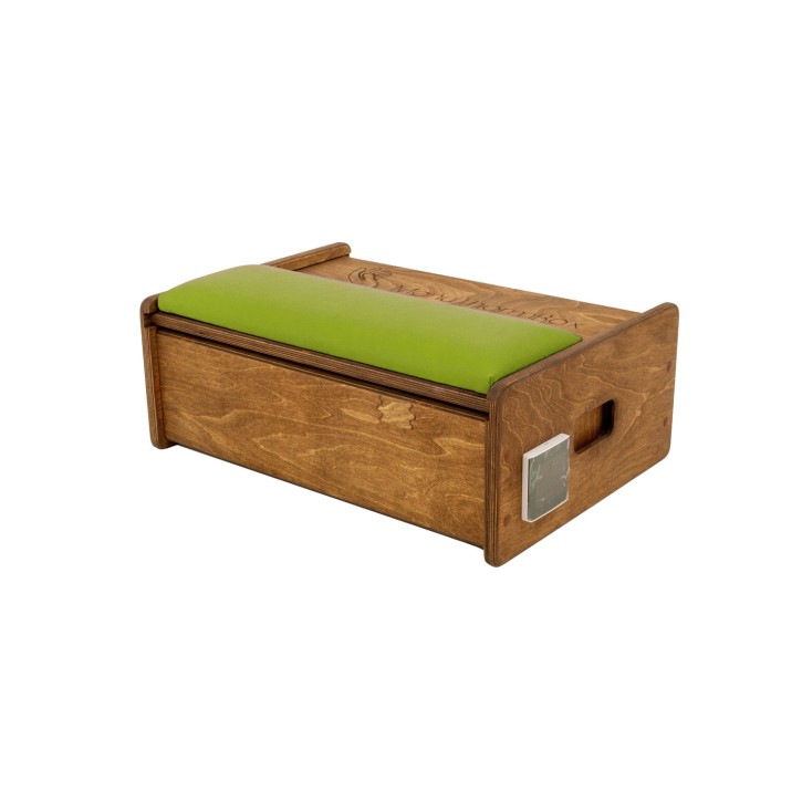 ManuThermBox | Sandbox zum Erwärmen | Holz: Nussbaum | Farbe: Limone | Füllung: Kirschkerne