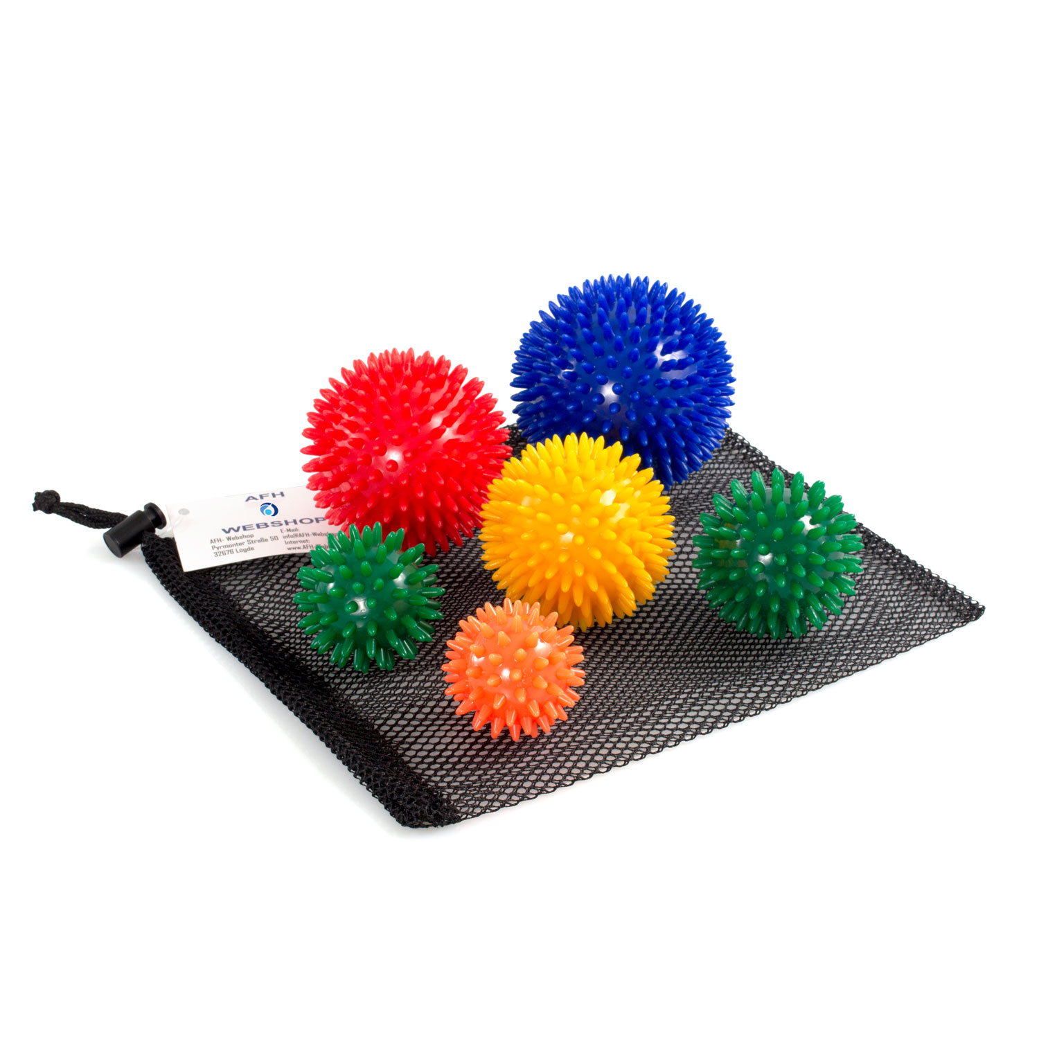 Massageball orange - grün Igelball Igel-Ball Noppenball 2er 