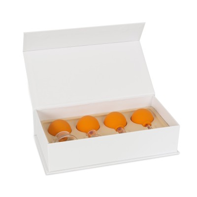 AFH Schröpfgläser Premium mit Bulk 4er Set in Box | Typ 1 - Zylinder | Orange