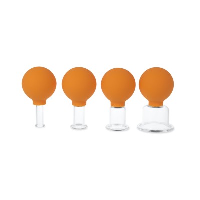 AFH Schröpfgläser Premium mit Bulk 4er Set in Box | Typ 1 - Zylinder | Orange