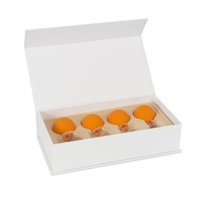 AFH Schröpfgläser Premium mit Bulk 4er Set in Box | Typ 2 - Olive | Orange