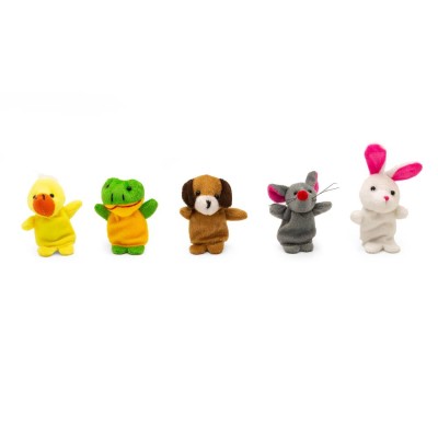 Fingerpuppen 5er Set | Inhalt: Ente, Frosch, Hase, Maus und Teddy
