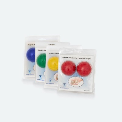 Magnet Akupunktur Massage Kugeln | 4x2er Pack | Grün + Rot + Gelb + Blau | Ø 32 mm