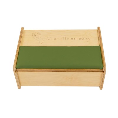 Wärme-Therapiebox | ManuThermbox | Holz: Birke farblos | Farbe: dunkles Moos | Füllung: Rapssamen