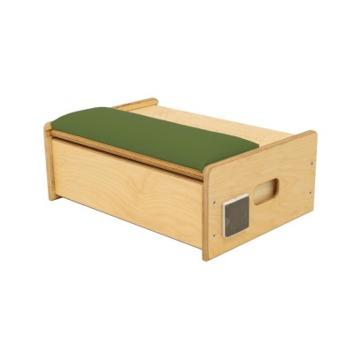 ManuThermBox mit Rolltisch | Sandbox zum Erwärmen | Holz: Birke farblos | Farbe: dunkles Moos | Füllung: Kirschkerne