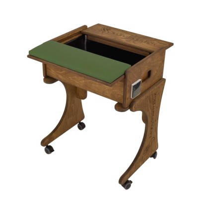 ManuThermBox mit Rolltisch | Sandbox zum Erwärmen | Holz: Birke farblos | Farbe: dunkles Moos | Füllung: Rapssamen