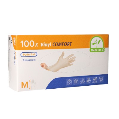Medi-Inn® PS Handschuhe | Vinyl puderfrei Comfort | Größe: M