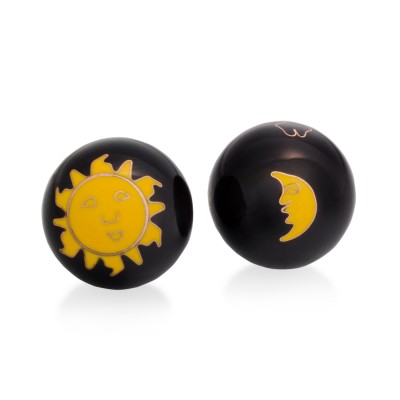 QiGong Kugeln | Sonne und Mond schwarz | Ø 30 mm