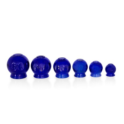 Schröpfgläser aus Glas zum Feuerschröpfen | blau | verschiedene Größen